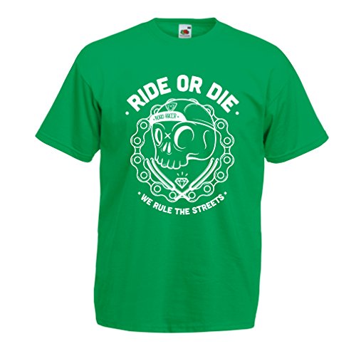 lepni.me N4611 Camiseta Ride or Die (Large Verde Multicolor)