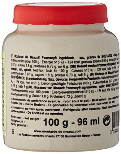 Les Assaisonnements Briards POM 03 Mostaza Meaux, 100 g, paquete de 4