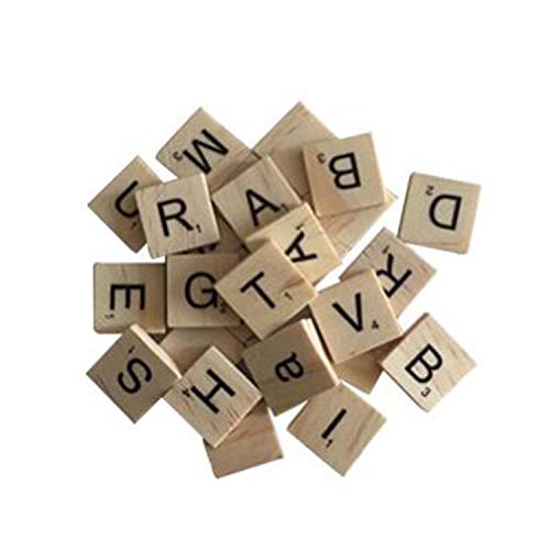 LeSB 100pcs Cartas de la letra Cartas de madera Juegos de los azulejos de Scrabble del reemplazo para deletrear Scrapbooking