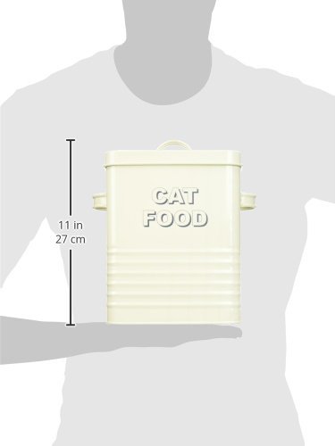 Lesser & Pavey - Bote para almacenar la Comida del Gato (20 cm), diseño con Texto Cat Food, Color Blanco y Azul