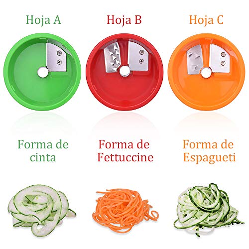 Letilio Cortador de Verduras - Espiral Vegetal Cortador manual para Zucchini Spiralizer,Rallador de Zanahoria,Cortador de Patatas Ensalada,Tapas etc.