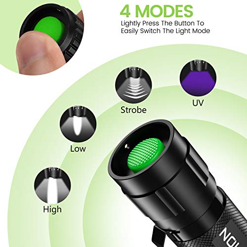 LETION Linterna Ultravioleta Led Linterna UV,Luz Negra UV 2 en 1 con 395nm luz UV, Modo 4 & IPX a Prueba de Agua 4 para Ropa de Mascotas Detección de Hongos