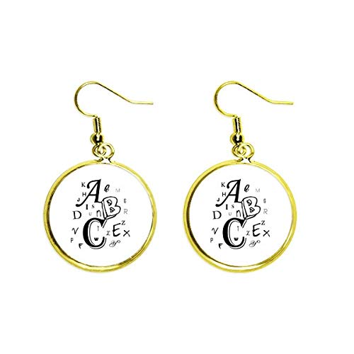 Letras ABC imagen Art Deco regalo moda oído cuelgan oro gota pendiente joyería mujer