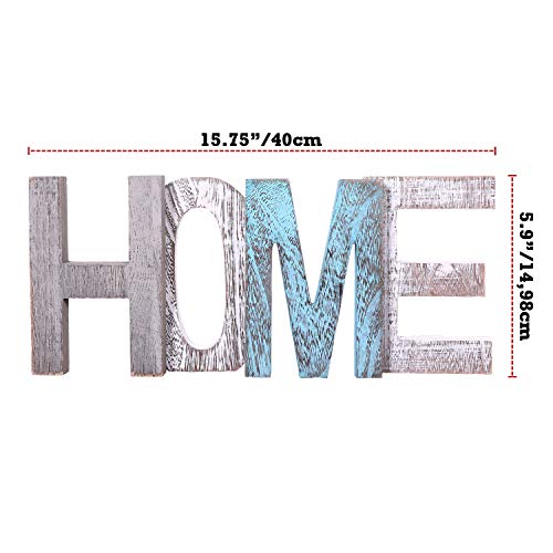 Letras de madera decorativas "HOME" - Letras de madera grandes para decoración de paredes en azul rústico, blanco y gris-Decoración rústica del hogar para la sala de estar - Rustico Home Decor Acentos