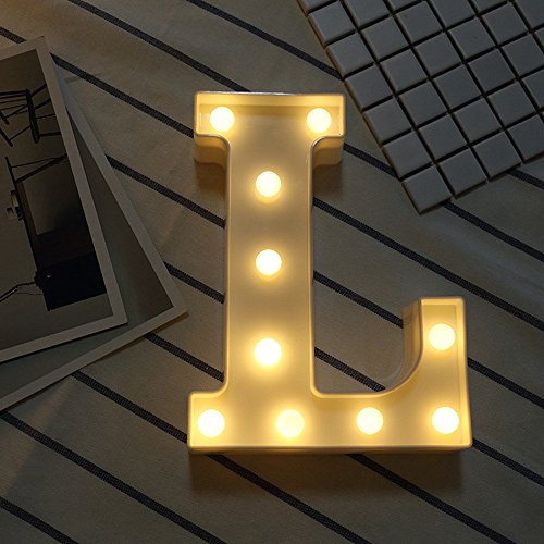 Letras Led Letras Decorativas Letras Alphabet Light Luces De Espejo Del Alfabeto A-Z con Luces de LED para Decoración de DIY Wedding Party Dormitorio Decoración (L)