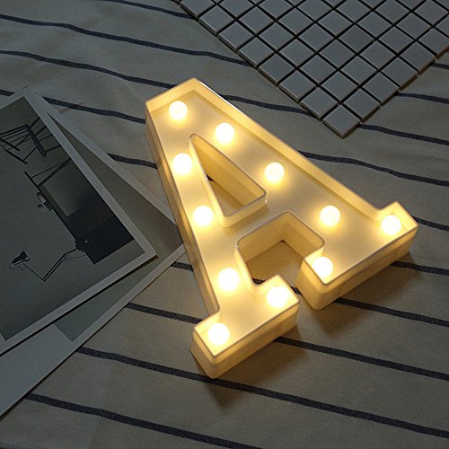 Letras Led Letras Decorativas Letras Alphabet Light Luces De Espejo Del Alfabeto A-Z con Luces de LED para Decoración de DIY Wedding Party Dormitorio Decoración (A)