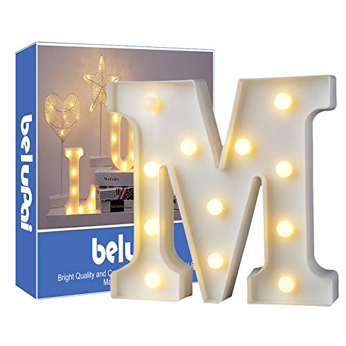 Letras Led Letras Luminosas Decorativas Letras Alphabet Light Luces De Espejo Del Alfabeto A-Z con Luces de LED para Decoración de DIY Wedding Party Dormitorio Decoración de Navidad- Letra M