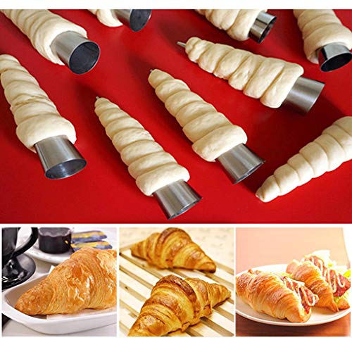 LEVEL GREAT 5 / Tubo cónico 5PCS Cono Rollo moldes de Acero Inoxidable Espiral Croissants moldes de repostería Crema Cuerno Cake Pan Molde