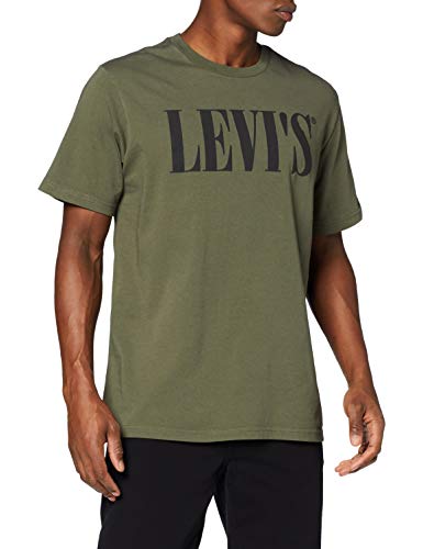 Levi's Relaxed Graphic tee Camiseta, Verde (90's Serif Logo Olive Night 0028), Medium para Hombre