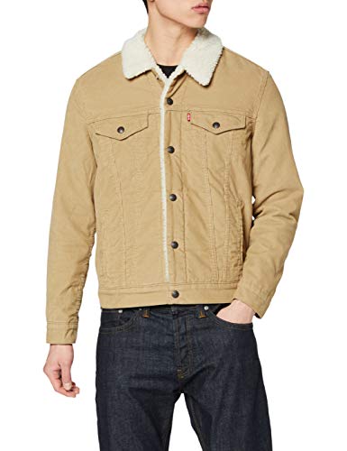 Levi's Type 3 Sherpa Trucker Chaqueta Vaquera, Beige (True Chino Cord Better 0066), X-Small para Hombre