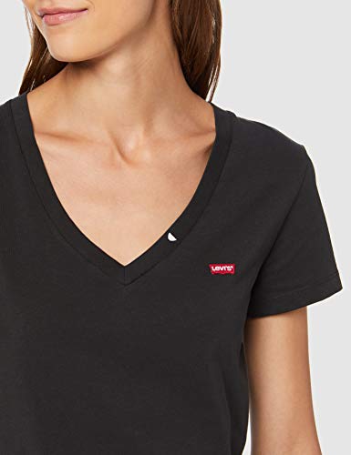 Levi's Vneck Camiseta, Negro (Caviar 0003), Small para Mujer