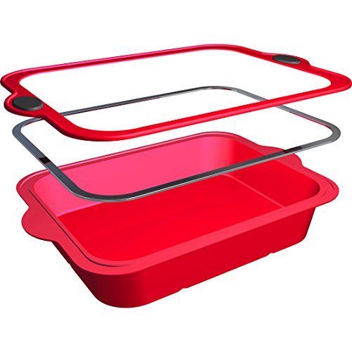 Levivo Horno Silicona Antiadherente para Tarta, Apto para microondas y congelador, Molde Resistente al frío y al Calor, Rojo, 20 cm