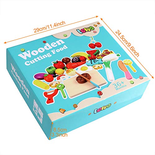 Lewo Frutas de Corte Set de Verduras Magnetic Wooden Food 33 Piezas Juego de imaginación Kitchen Early Educational Toys para niños pequeños Chicas