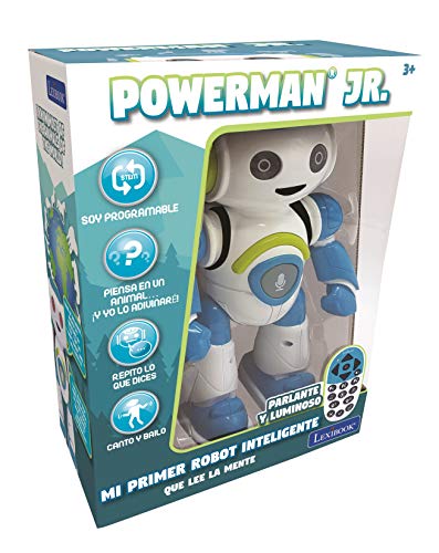 LEXIBOOK Robot Inteligente Powerman Junior Educativo e Interactivo, Lee la Mente, Baila, Toca Musica, Repite Las Frases, Mando a Distancia, Juguete a Partir de 3 años, Azul/Blanco (ROB20ES), Color