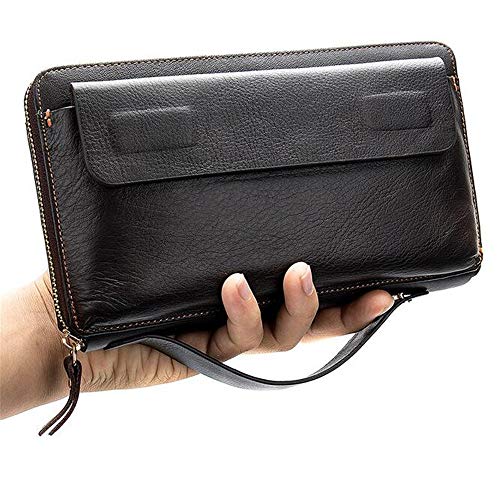 LEY Carteras de Cuero del Bolso de Embrague de RFID Monedero Tarjeta de crédito Holer Delgado Monedero Hombres con el Bolsillo de la Moneda RFID Bloqueo