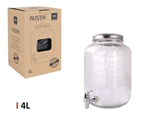 LEYENDAS Tarro con Grifo Dispensador de Cristal Tapa de Metal (4L)