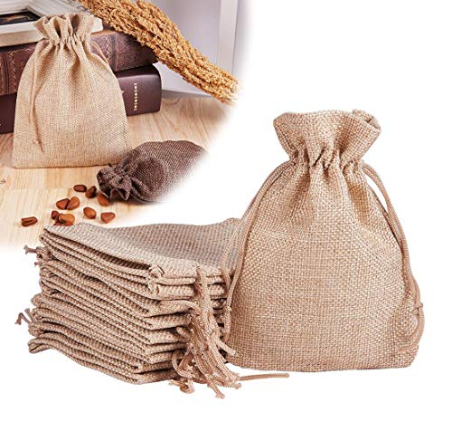 Lezed 20 pcs Bolsita Saco de Yute Bolsas de Arpillera Bolsas de Joyas Cordón Bolsa de Lino Bolsa de Yute Bolsas de Arpillera con Bolsas de Cordón de Regalo para Fiesta de Boda y Artesanía de DIY