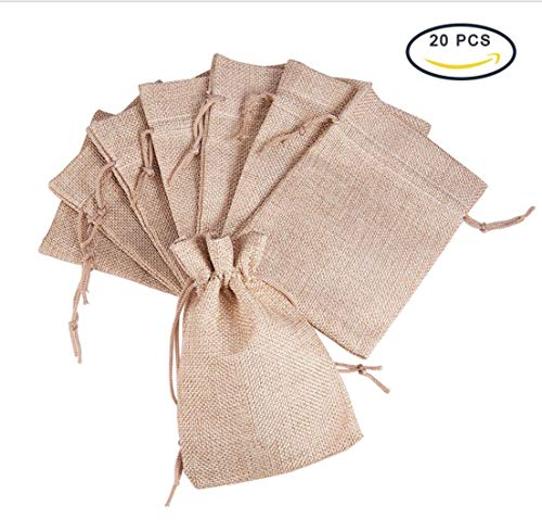 Lezed 20 pcs Bolsita Saco de Yute Bolsas de Arpillera Bolsas de Joyas Cordón Bolsa de Lino Bolsa de Yute Bolsas de Arpillera con Bolsas de Cordón de Regalo para Fiesta de Boda y Artesanía de DIY