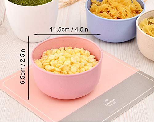 Lezed Cuenco de cereales para niños irrompibles Natural Degradación Healthy trigo paja plástico tazón, Tazón para Arroz, Gachas, Sopas, Cereales, Postre 4 Piezas