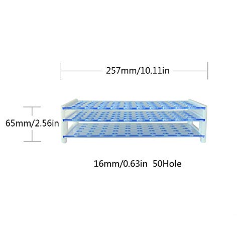 Lezed Transparente Plástico Rack de Tubo de ensayo de laboratorio Soporte de tubo oporte para tubos de ensayo de laboratorio escolar 50 Agujeros de Agujeros 16mm 3 Capas