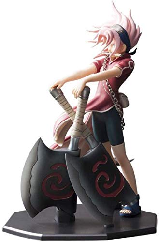 LF-YGJ Estatua de Anime 23cm Anime Naruto Sharingan Haruno Sakura y Hacha Doble Sayuke Sasuke PVC Figura de acción Modelo de Juguete