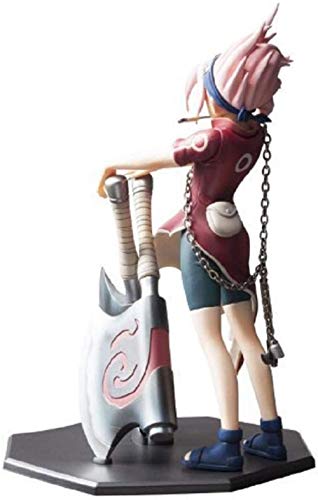 LF-YGJ Estatua de Anime 23cm Anime Naruto Sharingan Haruno Sakura y Hacha Doble Sayuke Sasuke PVC Figura de acción Modelo de Juguete