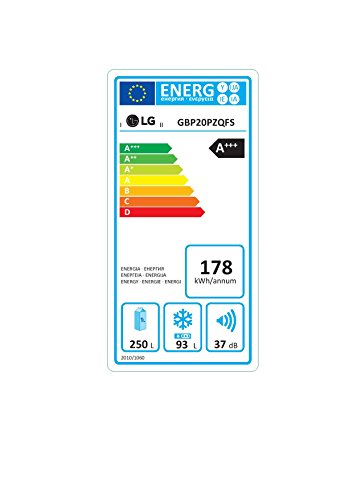 LG GBP20PZQFS Independiente 343L A+++ Acero inoxidable nevera y congelador - Frigorífico (343 L, SN-T, 14 kg/24h, A+++, Compartimiento de zona fresca, Acero inoxidable)