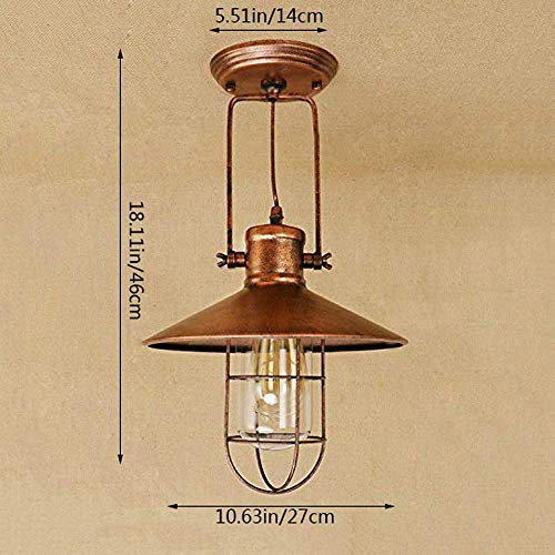 LGT Lujo de la Vendimia Luz, Semi Empotrada de Techo Industrial Luz de la Lámpara Colgante Ajustable Bar Restaurante Decoración Edison Chandelier con Pantalla de Metal en Forma de Campana,a