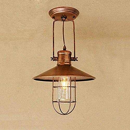 LGT Lujo de la Vendimia Luz, Semi Empotrada de Techo Industrial Luz de la Lámpara Colgante Ajustable Bar Restaurante Decoración Edison Chandelier con Pantalla de Metal en Forma de Campana,a