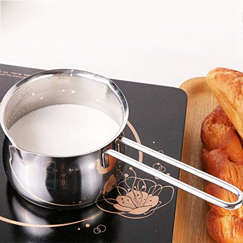 Liangzishop Cazos para Leche Olla de Leche Antiadherente Mantequilla Olla de Chocolate derretida Olla y Salsas de Queso Sartén pequeña de Acero Inoxidable -800ml para café, Mantequilla y Salsas