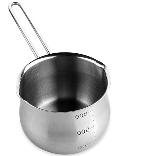 Liangzishop Cazos para Leche Olla de Leche Antiadherente Mantequilla Olla de Chocolate derretida Olla y Salsas de Queso Sartén pequeña de Acero Inoxidable -800ml para café, Mantequilla y Salsas