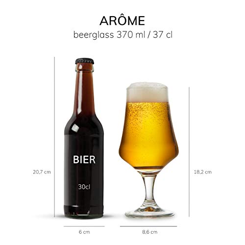 Libbey copa de cerveza Arôme - 37 cl / 370 ml - set de 6 - copa- apto para lavavajillas, - calidad alta – copa tulipa – copa de pilsner
