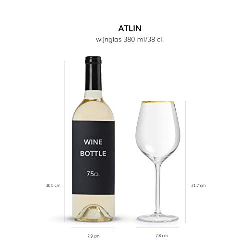 Libbey Copa de Vino Atlin - 38 cl / 390 ml - 6 Piezas - Borde Dorado - clásico - Festivo