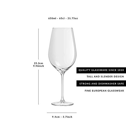 Libbey Copa de Vino Atna 65 cl/650 ml - 6 Unidades – diseño clásico Apta para el lavavajillas