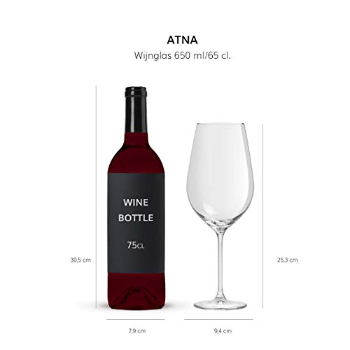 Libbey Copa de Vino Atna 65 cl/650 ml - 6 Unidades – diseño clásico Apta para el lavavajillas