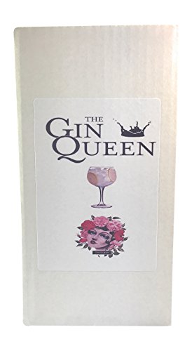 Libby's Market Place - Copa de cristal con cáliz en forma de globo y fuste de cristal, con colgante con texto «Gin Queen», para gin tonic, viene en una caja de regalo