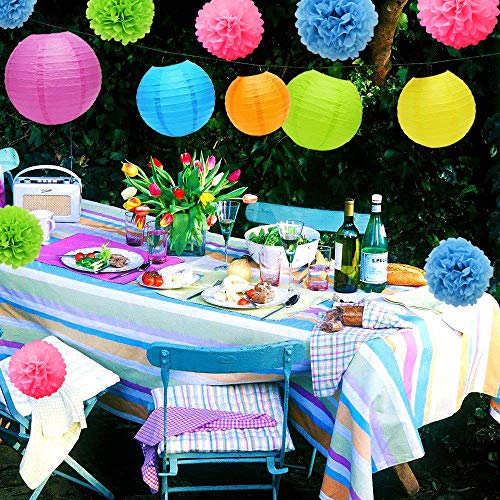 Libershine Farolillos de Papel, Pompones Decorativos, Ideal La Fiesta, El Cumpleaños,La Navidad y La Boda Decoración, 21 Piezas