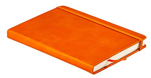 Libreta a Rayas - Cuaderno de Calidad Tamaño A5 de Beechmore Books | Cubierta Rígida en Piel Vegana, Papel Crema en 120 gsm, Libreta Profesional Rayada en Empaque Para Regalo, 21 x 15 cm, Naranja