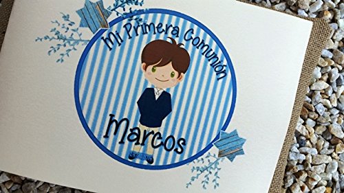 Libro de comunión niño personalizado y hecho a mano, álbum de firmas para comunión completamente personalizado con el nombre del niño, la fecha, la Iglesia, el restaurante y una dedicatoria personal. Simplemente sin igual. Personal y emotivo