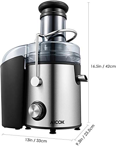 Licuadoras para Verduras y Frutas 800W Licuadoras para Zumos Centrífugo, 75mm Boca Ancha y Multi-Velocidades, Base Antideslizante, Extractor de Jugos Libre de BPA, Diseño Antigoteo