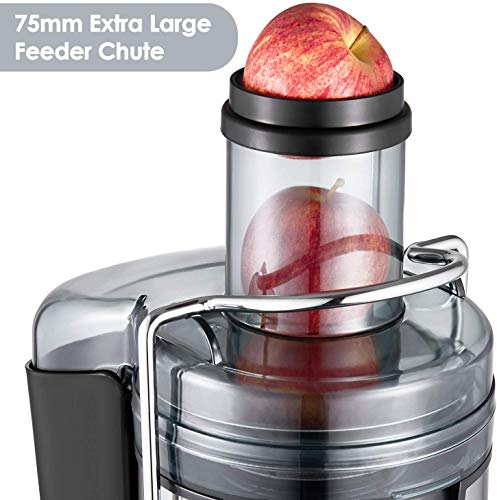 Licuadoras para Verduras y Frutas 800W Licuadoras para Zumos Centrífugo, 75mm Boca Ancha y Multi-Velocidades, Base Antideslizante, Extractor de Jugos Libre de BPA, Diseño Antigoteo