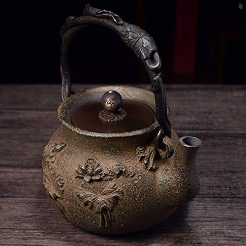 Liergou Tetera de Hierro Fundido Teteras, Nueva Tetera de Hierro Fundido de té japonés Olla marmita de cocción como Herramientas de decoración del hogar o de Cocina (Color : Marrón)