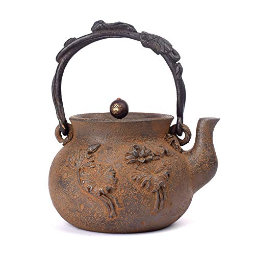 Liergou Tetera de Hierro Fundido Teteras, Nueva Tetera de Hierro Fundido de té japonés Olla marmita de cocción como Herramientas de decoración del hogar o de Cocina (Color : Marrón)