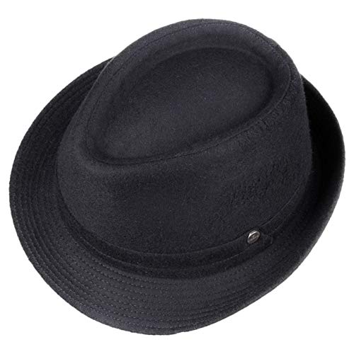 Lierys Aneb Trilby con Lana Virgen Mujer/Hombre - Sombrero de Fieltro Made in Italy - Sombrero de Hombre con Revestimiento de Teflon - Sombrero Impermeable Otoño/Invierno - Fedora Negro S (54-55 cm)