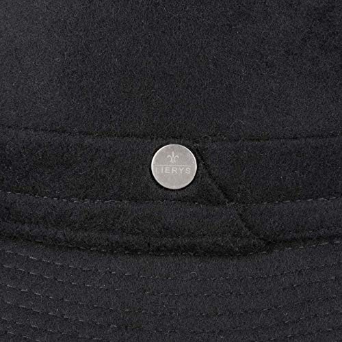 Lierys Aneb Trilby con Lana Virgen Mujer/Hombre - Sombrero de Fieltro Made in Italy - Sombrero de Hombre con Revestimiento de Teflon - Sombrero Impermeable Otoño/Invierno - Fedora Negro S (54-55 cm)