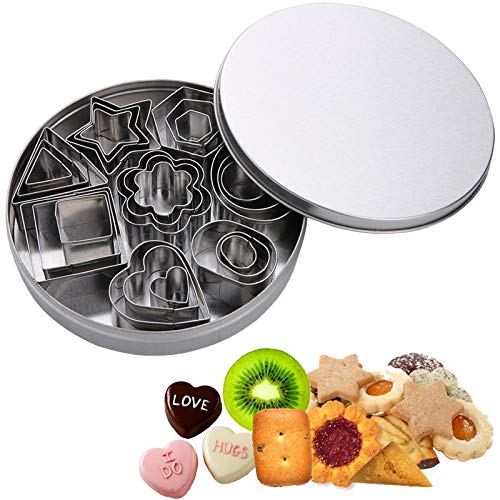 Liesun Juego de cortadores de Galletas, Moldes para Galletas, 24 moldes cortadores de Galletas de Acero Inoxidable para decoración de Tartas y Fondant, Formas