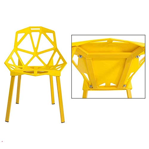 Life HS Volver Hueco geométrica Plastic Chair Silla de Acero Restaurante Cafetería Silla de Comedor, S Tipo de Ancho y ergonómico Asiento cómodo humanizado Volver, para de Interior,Amarillo