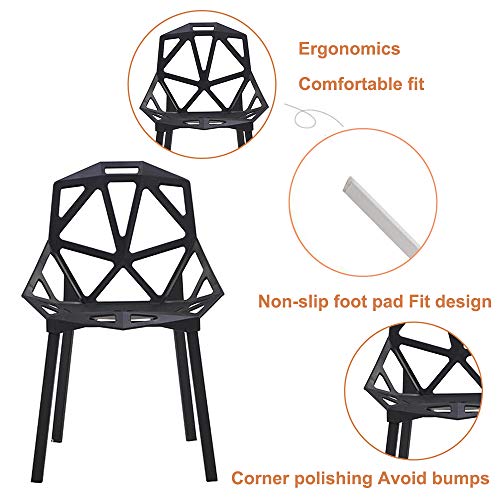 Life HS Volver Hueco geométrica Plastic Chair Silla de Acero Restaurante Cafetería Silla de Comedor, S Tipo de Ancho y ergonómico Asiento cómodo humanizado Volver, para de Interior,Amarillo