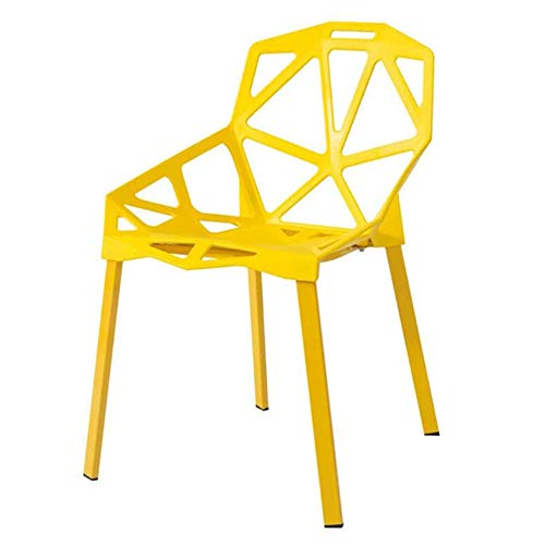 Life HS Volver Hueco geométrica Plastic Chair Silla de Acero Restaurante Cafetería Silla de Comedor, S Tipo de Ancho y ergonómico Asiento cómodo humanizado Volver, para de Interior,Amarillo