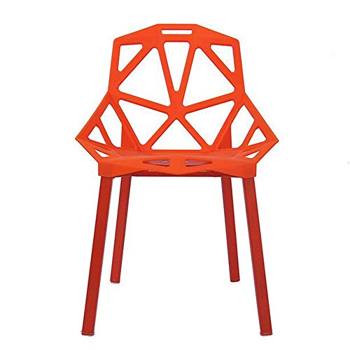 Life HS Volver Hueco geométrica Plastic Chair Silla de Acero Restaurante Cafetería Silla de Comedor, S Tipo de Ancho y ergonómico Asiento cómodo humanizado Volver, para de Interior,Naranja